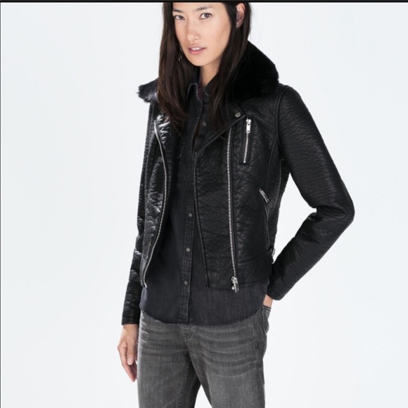 zara basic faux leather jacket